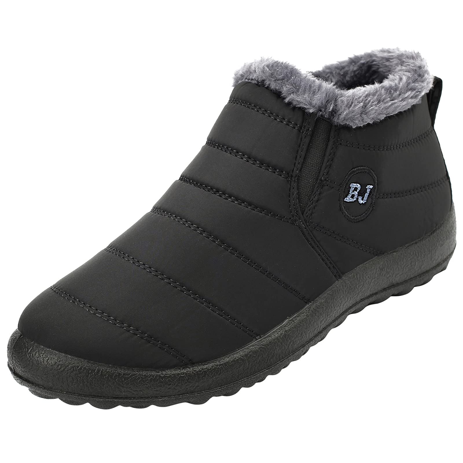 L-RUN Womens Winter Snow Boots Fur Lined Warm Ankle Boots Slip on Mens Snow Ankle Boots Lightweight Outdoor