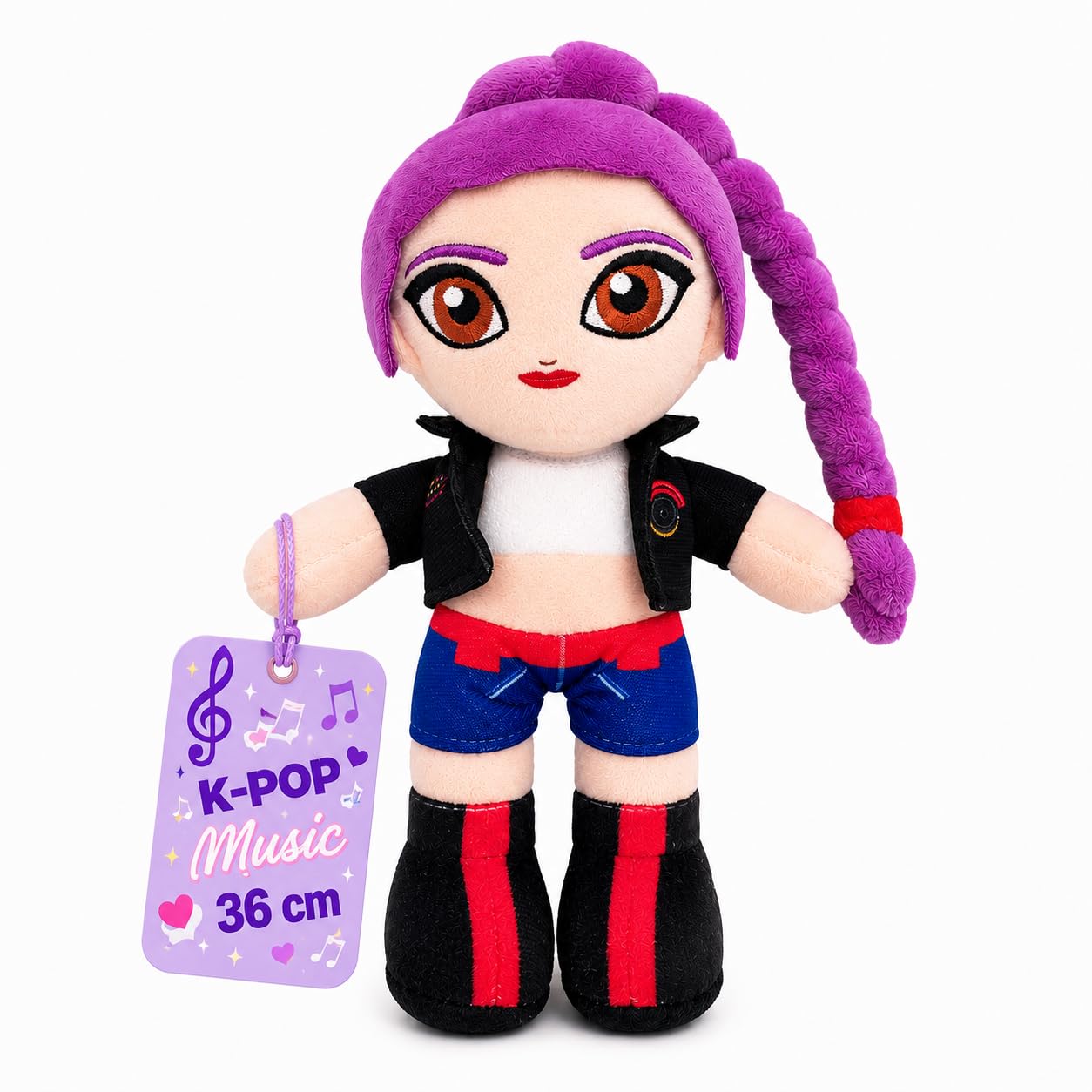 Grupo Moya - Peluche K-POP Music 36 cm, Muñeca de Tela Suave, Muñeco Decorativo de Poliéster, Regalo para Fans de la Música Coreana, Peluche Coleccionable (Purple)