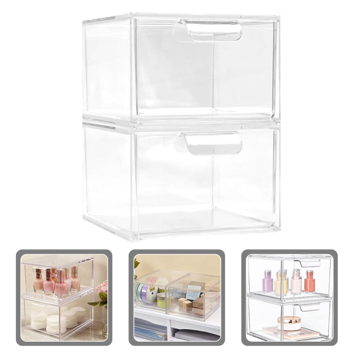 Organisateur de Tiroir Transparent en Plastique 2 Pièces