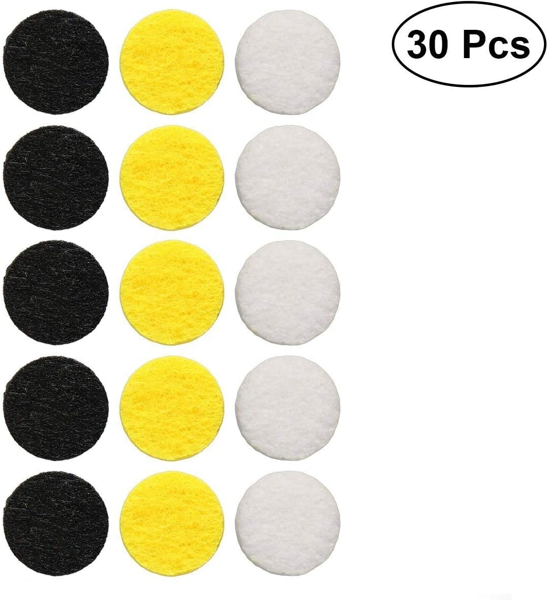 ROSENICE 30Pcs 12.5mm Aromatherapy Diffuser Necklace Refill Pads Essential Oil Diffuser Locket Necklace Replacement Pads for Aroma Diffuser Pendant Necklace (Black + White + Yellow)