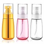 Cosywell Travel Spray Bottle 3 Pack 2oz 60ml Leak Proof TSA Approved Fine Mist Spray Bottle Empty Plastic Refillable Containers for Hair Perfume Toners Rose Water Cosmetics(Gold+Pink+Clear)
