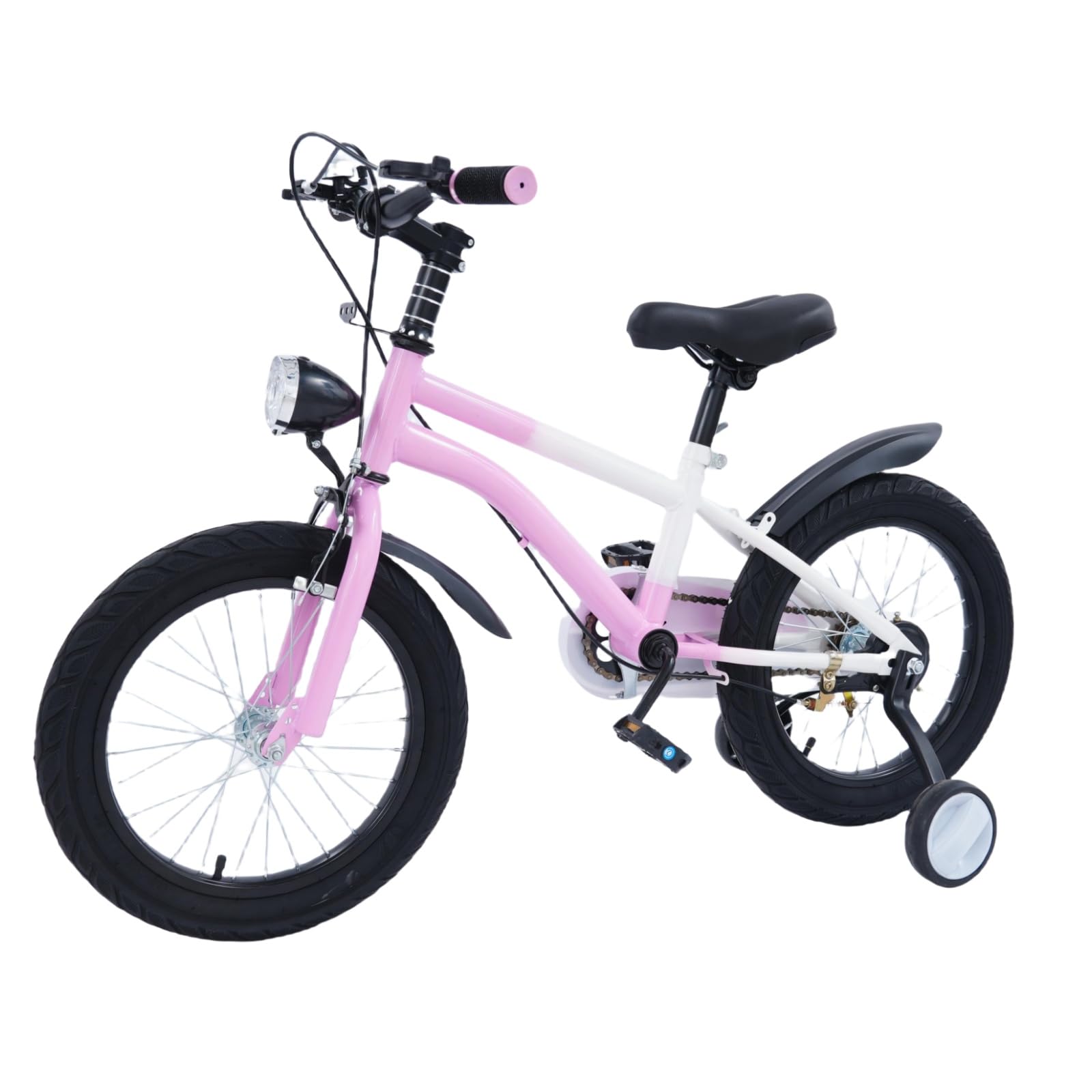 Vélo enfant 16 pouces avec lumière LED et roues stabilisatrices, vélo enfant pour enfants à partir de 5 à 8 ans, hauteur réglable, vélo à pédale, pour garçons et filles, formation en plein air