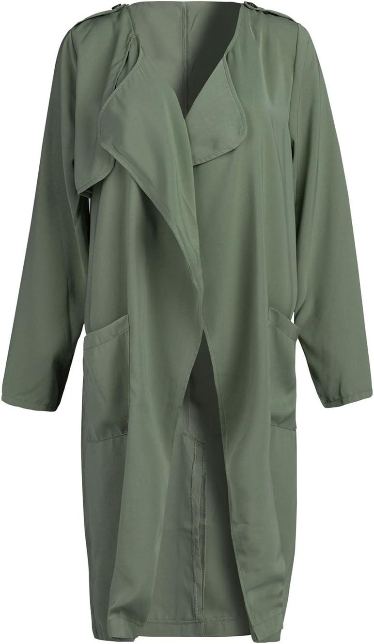 Choies Women's Loose Lapel Open Front Long Sleeve Trench Coat