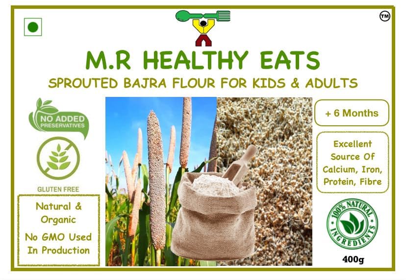 Miniatura 3 de Harina de Bajra germinada orgánica para niños y adultos en envase de grado alimenticio 400 gms (+6 meses)