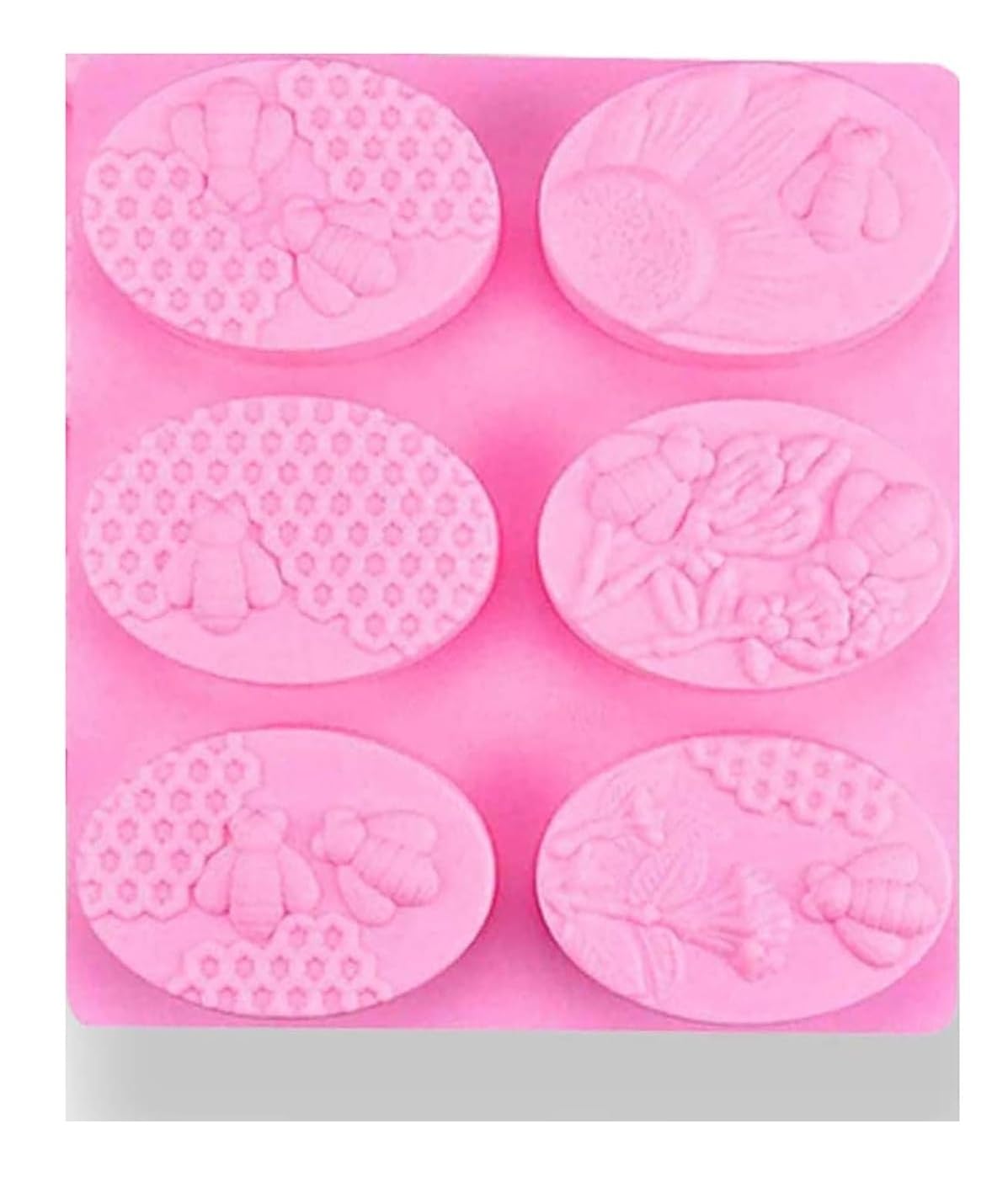 First Try 3D Bee Silicone Molds, Honeycomb Molds for Soaps, Cake Baking Mold, Candle Mold Resin Mold for Homemade Craft (Oval, Pink - 1 Pcs)-image-47