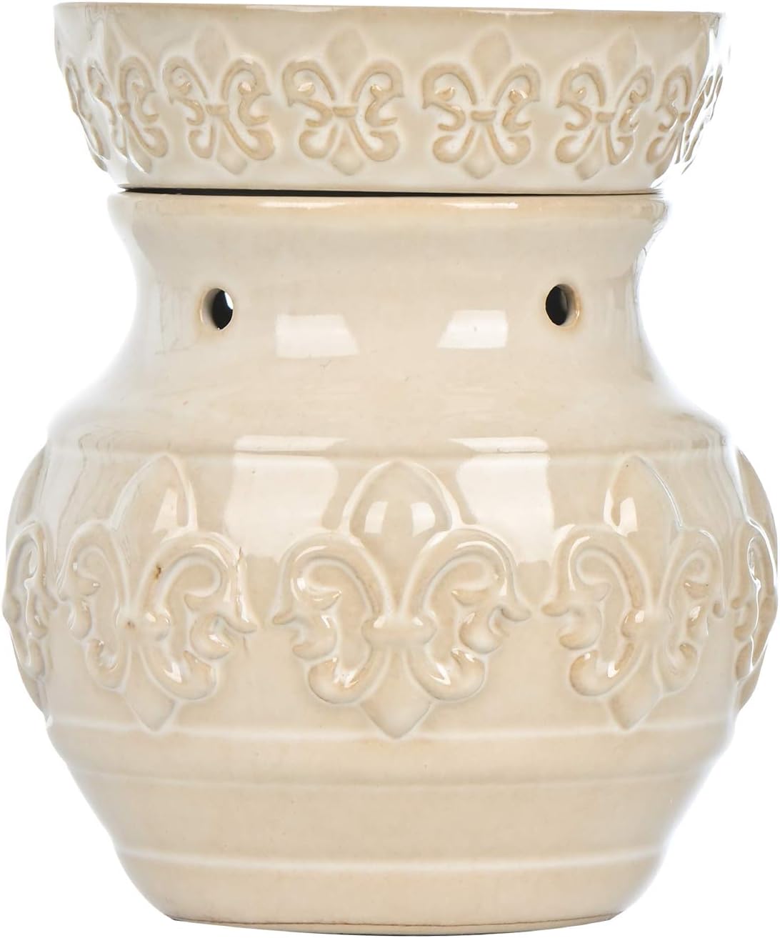 ASAWASA Ceramic Electric Wax Warmer Night lamp, Use Wax Melts Cubes Essential Oils and Fragrance Oils, for Aromatherapy Home Kitchen Office spa Yoga (White Spearhead Flower)