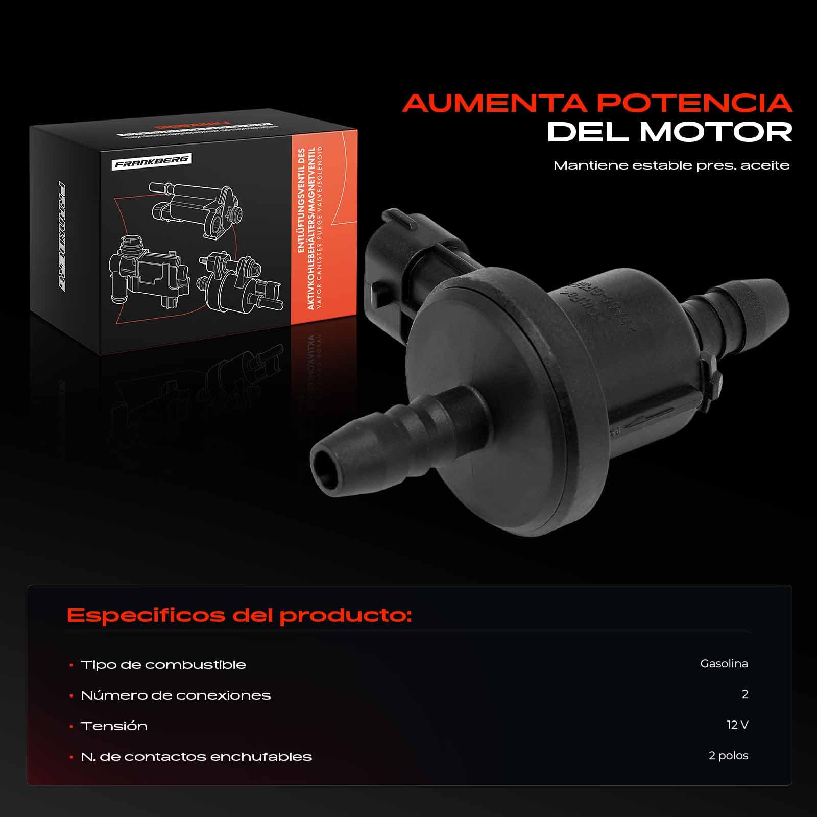 Frankberg Válvula de Ventilación Válvula de Ventilación del depósito 2 Polos Gasolina Compatible con Orlando J309 1.8 Cruze J300 1.6 Cruze J300 1.8 Cruze J300 Cruze Compacto J305 Replace# 0280142442