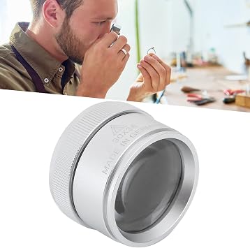 Pocket Jewelers Loupe,30X Magnifying Glass with 36mm Large Lens, Jewelry Magnifier Eye Loupe for Jewelry Identification,Stamp Collecting,Watch Repair,Antiques,Gems,Crafts (Silver)