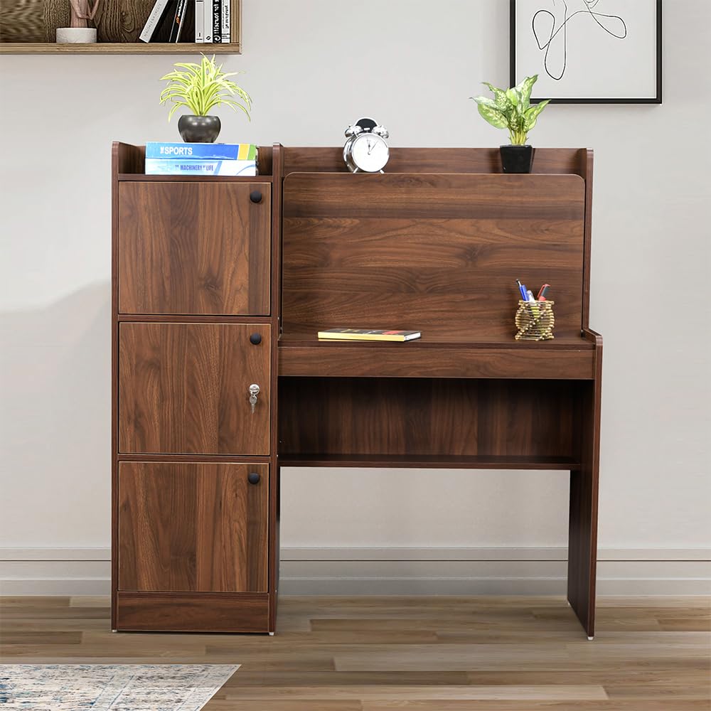 Royaloak Chocolate Study Desk Brown Colour in Melamine Finish | with Writing Pad | Engineered Wood Desk with Storage Cabinet | Wooden | Convertible into Computer Table Royaloak Chocolate Study Desk Brown Colour in Melamine Finish | with Writing Pad | Engineered Wood Desk with Storage Cabinet | Wooden | Convertible into Computer Table