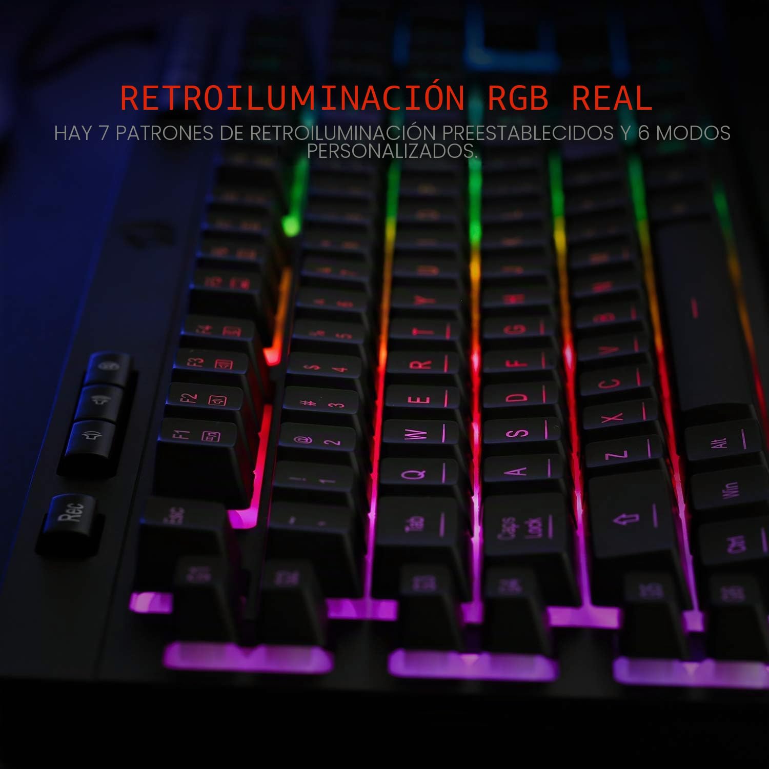 Redragon K512 RGB Teclado de Membrana retroiluminada para Juegos con Teclas Multimedia, Interruptor Lineal de sensación mecánica, 6 Teclas Macro adicionales a Bordo, US Layout