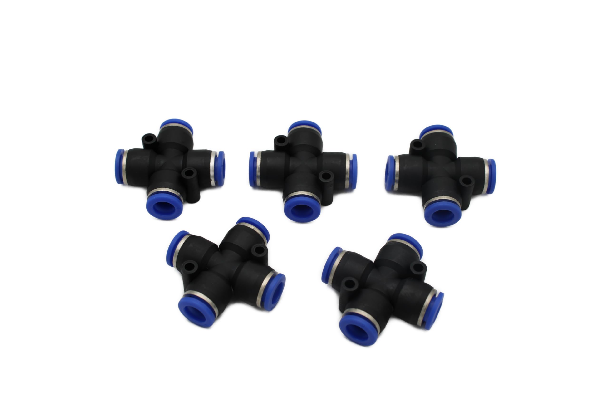 Pneumatic Hose Connector IQS 4 to 16 mm (5, Cross Connector 4-Way - Diameter 8 mm), Black/Blue, Kreuzverbinder 4-fach - diameter 8mm - Image 4
