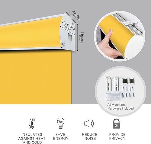 Vista 72 de Yin Yang Persianas opacas con cenefa inalámbrica, cortinas de tela filtrante de luz UV blanca, persianas enrollables con cenefa de metal cubierta