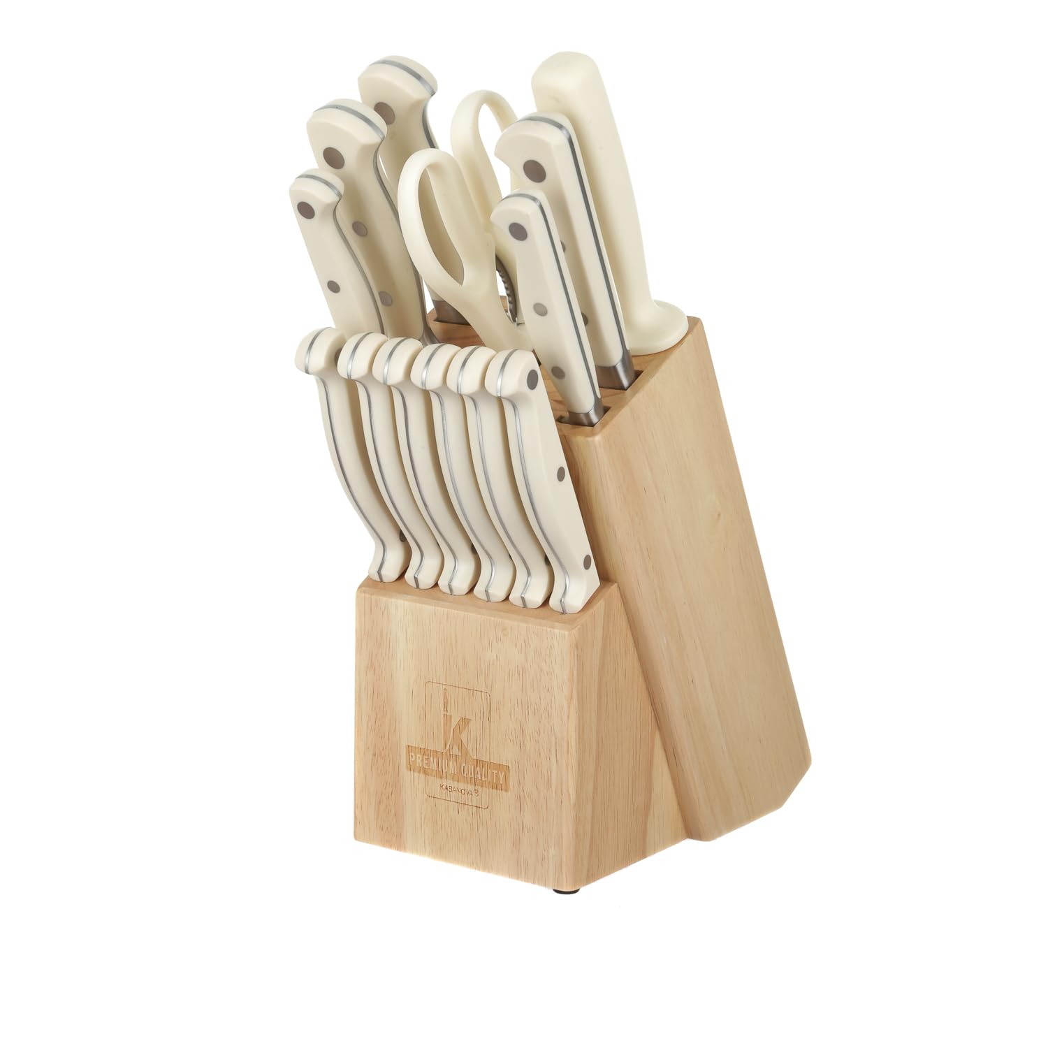 KASANOVA - Bloc en bois avec 11 couteaux, ciseaux et aiguiseur, bloc porte-couteaux de cuisine, set complet pour la cuisine