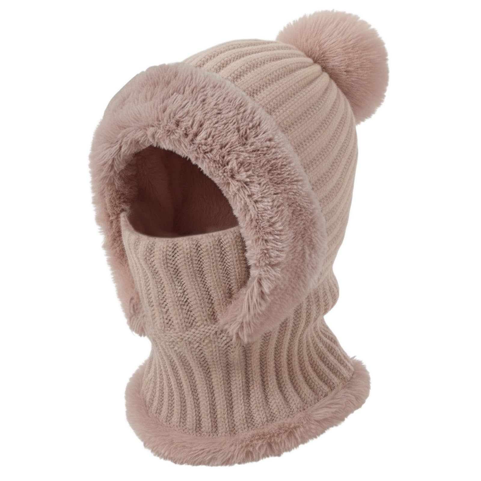 DRESHOW Strick Sturmhaube Damen Winter Thermo Mütze mit Hals