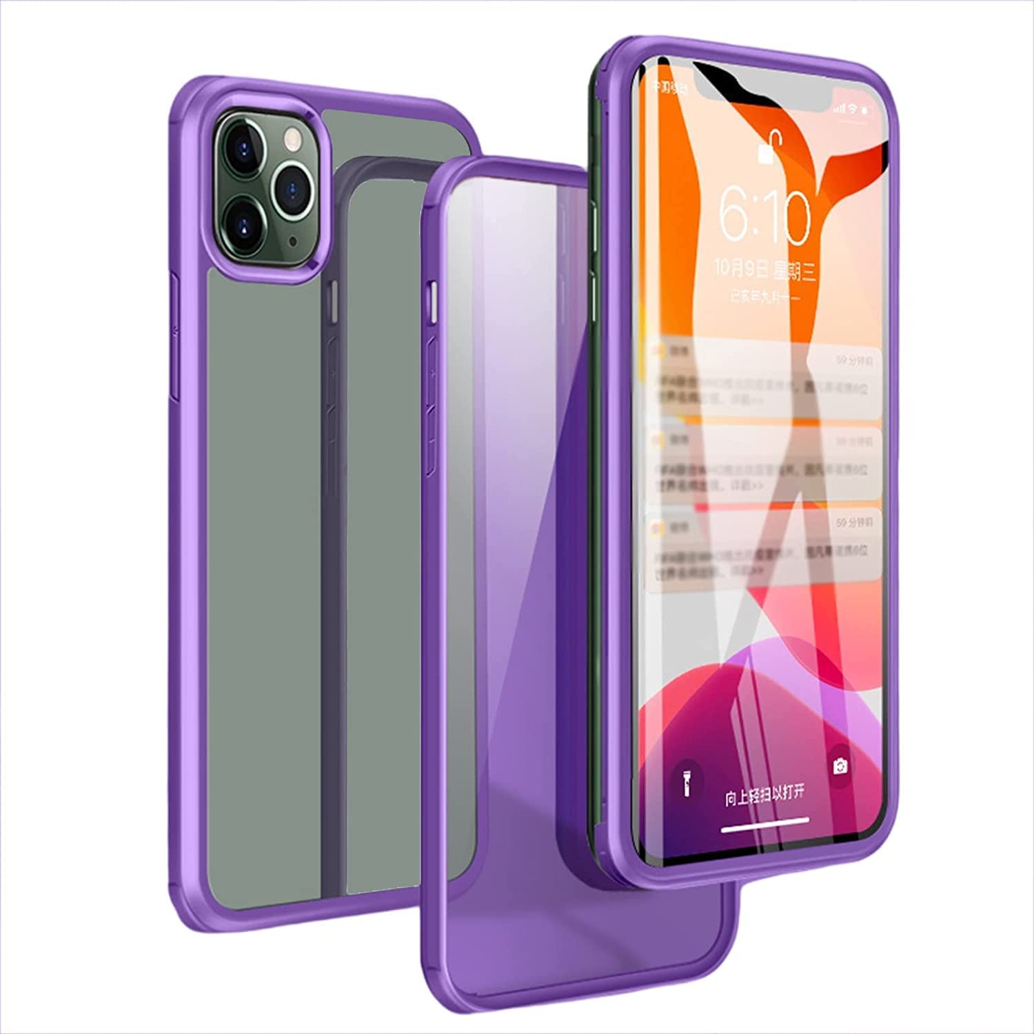 Protection intégrale iPhone 13 Pro Max coque transparente verre trempé violet - 8