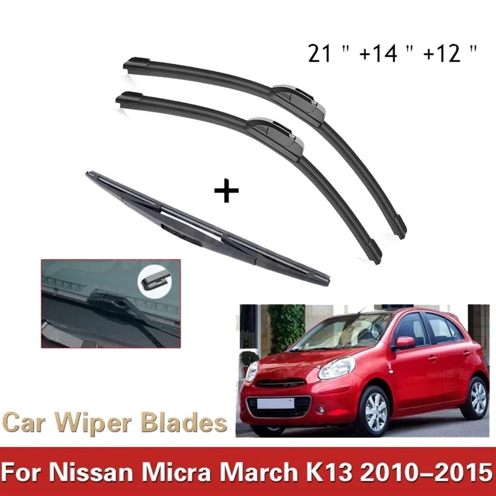Set-Tergicristallo-Parabrezza per Nissan Micra March K13 2010–2015,Spazzole Anteriori e Posteriori per Auto，per la Pulizia dei vetri