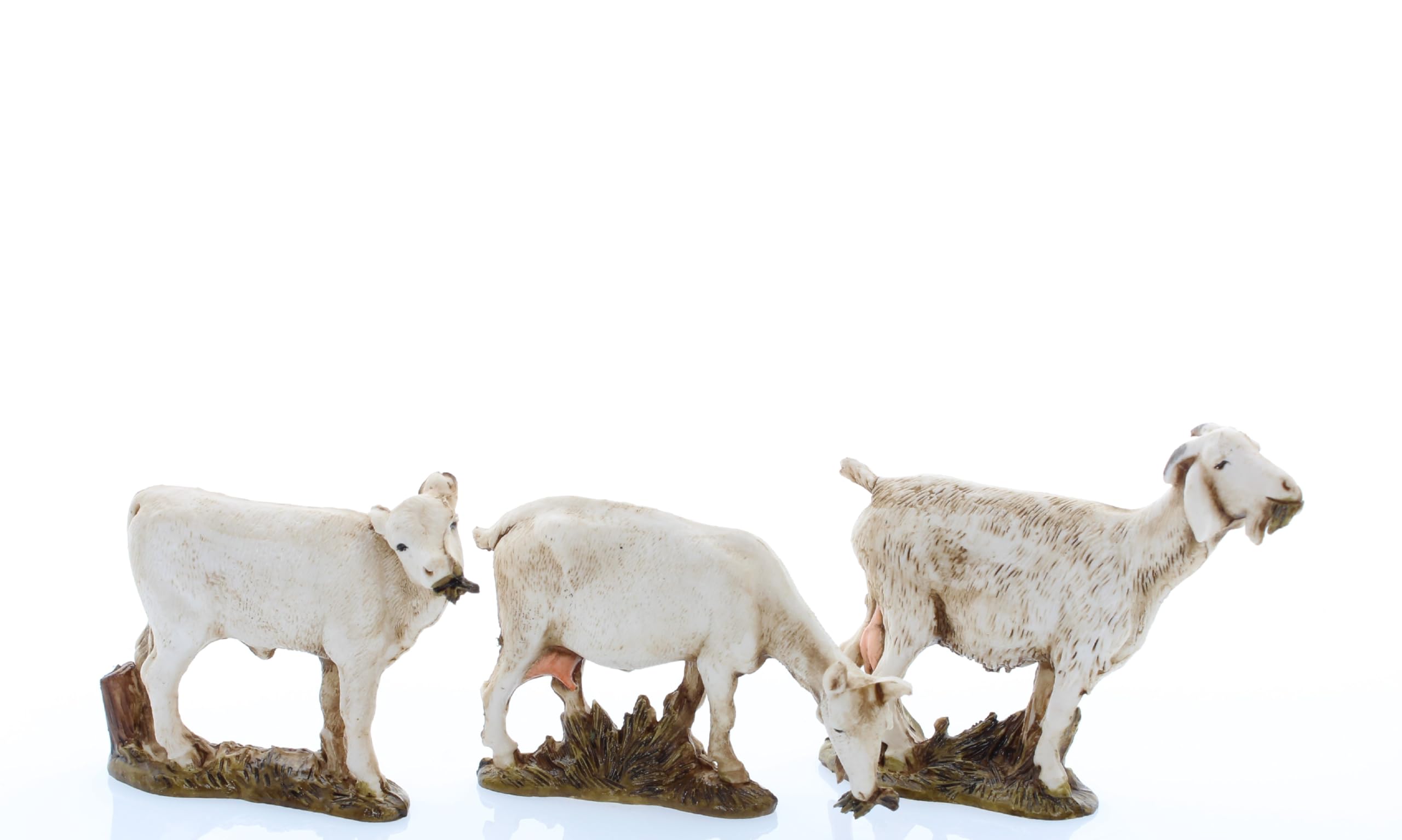 Moranduzzo 2 Goats and 1 Calf for 3.9 in Nativity – STANDARD 10 – Scale 1:20 – Indestructible Nativity Figures, Hand-Painted, Official Product, Made in Italy, Sculptor M. Landi