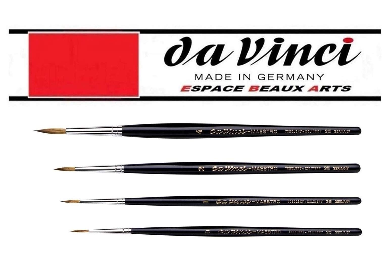 Da Vinci Maestro 35 Serie Tobolsky-Kolinsky Brocha de sable, cerdas - 4 unidades Tamaño No. 0 .1 .2 .4.