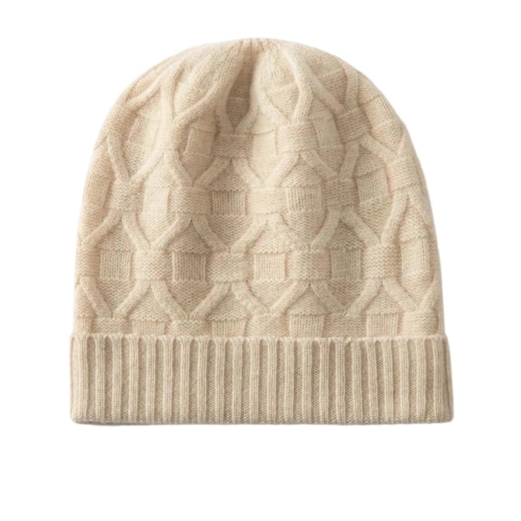 Bonnet en cachemire femme tricoté hiver chaud épais couleur unie doux