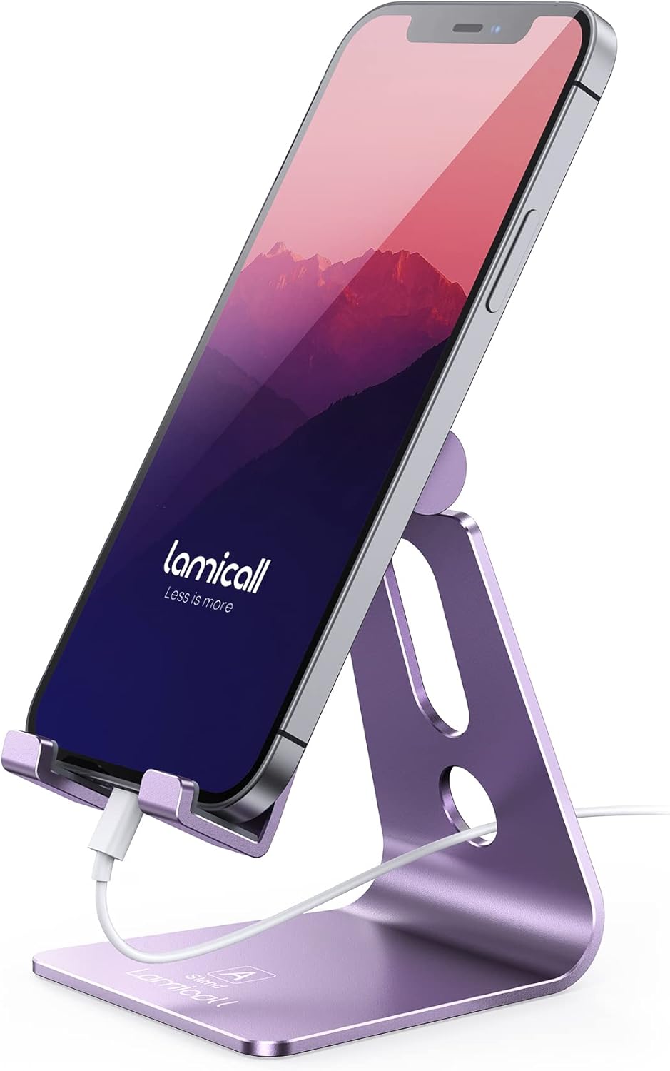 Lamicall Adjustable Phone Stand, Cell Phone Holder Desk, Compatible with Phone 13 12 Mini 11 Pro Xs Max XR X 8 7 6 Plus SE, Smartphones Dock, Office Desktop Accessories - Purple image