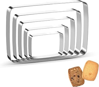 Tmflexe Rectangle Round Corner Cookie Cutter Sandwich Cutters for Lunchbox Fruit Cutters Vegetable Cutters for Baking DIY ...