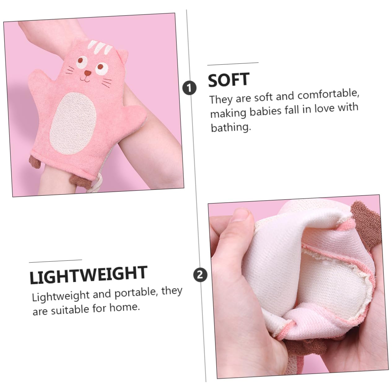 BESPORTBLE 6Pcs Bathing Shower Gloves Soft Scrubbing Bath Towels with Cartoon Patterns Comfortable Exfoliating Bath Gloves for Gentle Skin Care