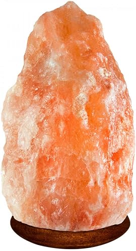 Decrum Lámparas de sal de roca del Himalaya para dormitorios para regalos, purificación de aire, uso en interiores y exteriores, base de madera