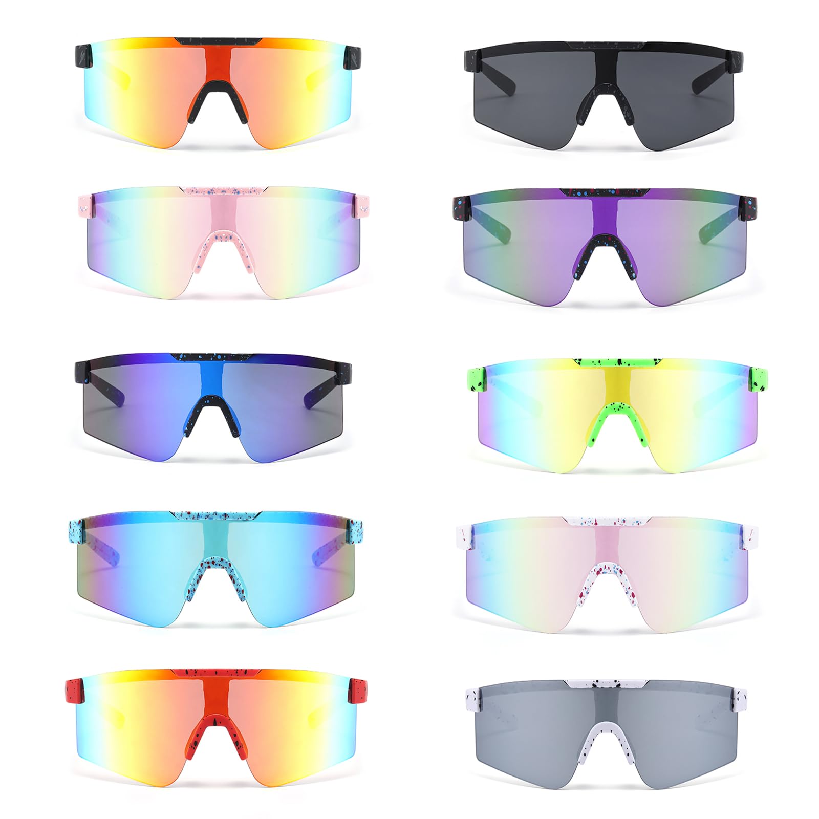 LJCZKA Dziecięce sportowe okulary przeciwsłoneczne dla chłopców i dziewcząt, okulary rowerowe bez oprawek, jednoczęściowe do biegania, jazdy samochodem, wędrówek, z ochroną UV400