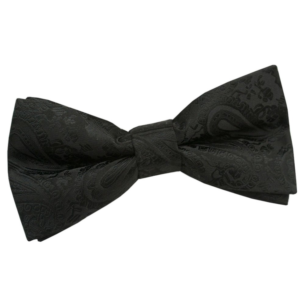 DQT Mens Paisley Floral Jacquard Pre-Tied Bow Tie - Wedding, Business & Formal - Black