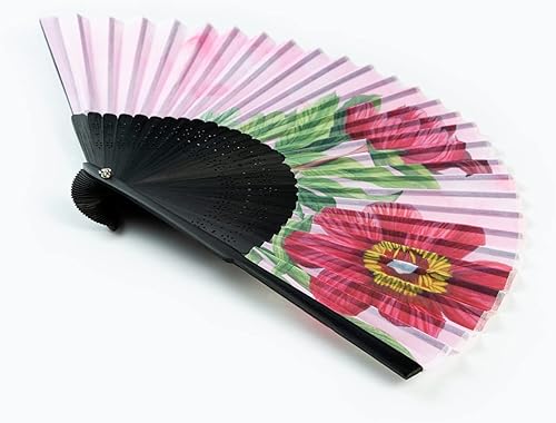 Miniatura 5 de Salutto Abanicos de tela con patrón floral de mano, ideales para bodas, fiestas y eventos en la iglesia, peonía rosa