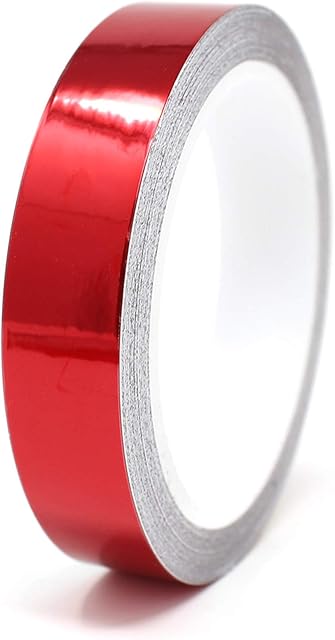 Finest Folia 8,5 metra błyszczących pasków dekoracyjnych do samochodu, motocykla, łodzi, modelarstwa, chromowane paski samoprzylepne (chrom czerwony, szerokość 10 mm)