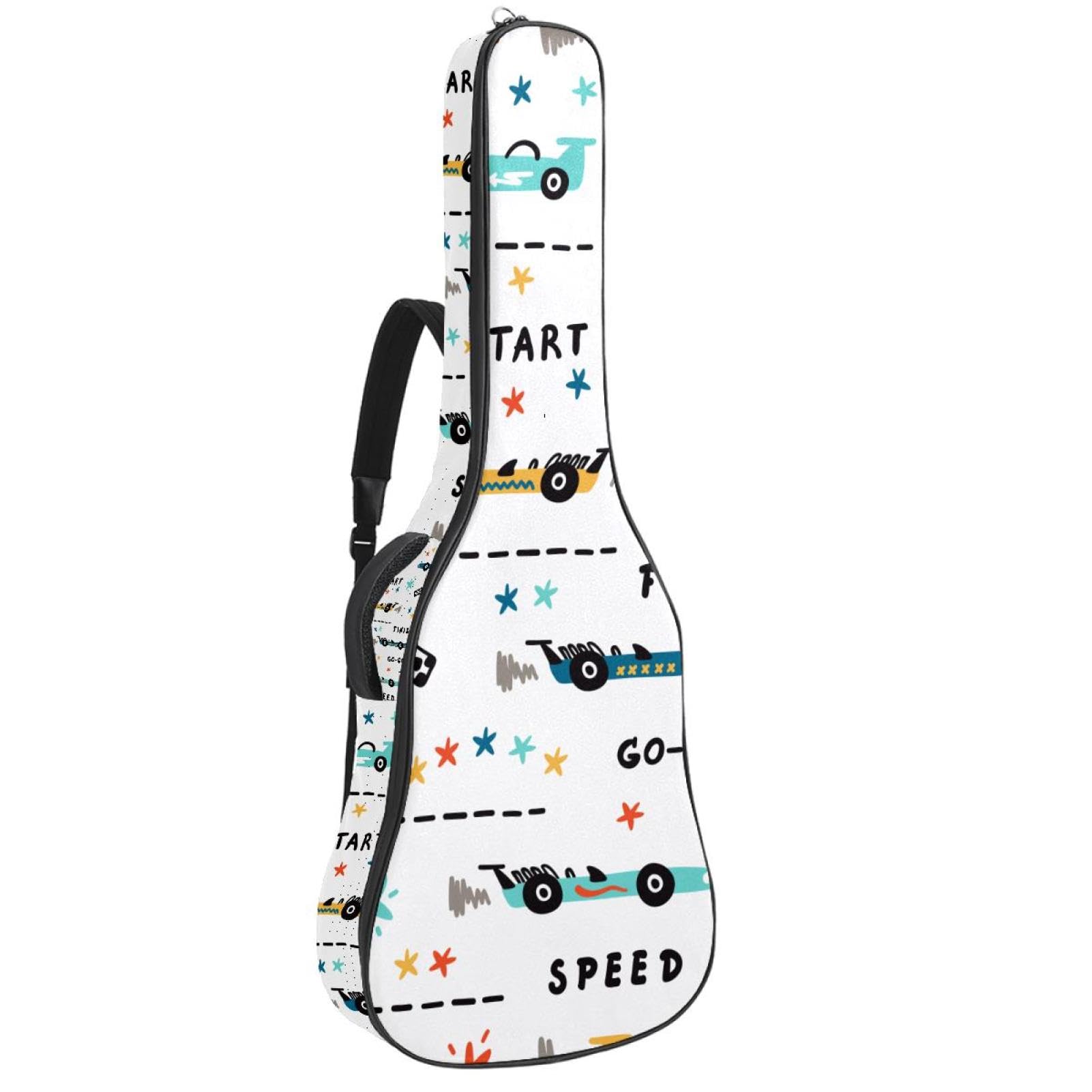 Torba na gitarę akustyczną Wodoodporny plecak na gitarę Gruby miękki wyściełany samochód wyścigowy Klasyczna obudowa na gitarę, wielobarwny, 42.9x16.9x4.7 in, Organizer do torby