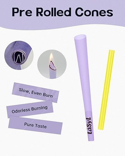 Miniatura 2 de LaSyL Conos  Conos preenrollados (morado)  Paquete de 100 unidades tamaño King  Papel de liar con puntas y tubos de embalaje (4.3 pulgadas4.291 in)