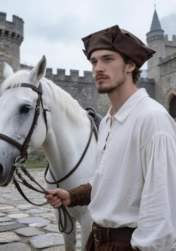 Gorra renacentista de fieltro medieval para disfraz miniatura 2