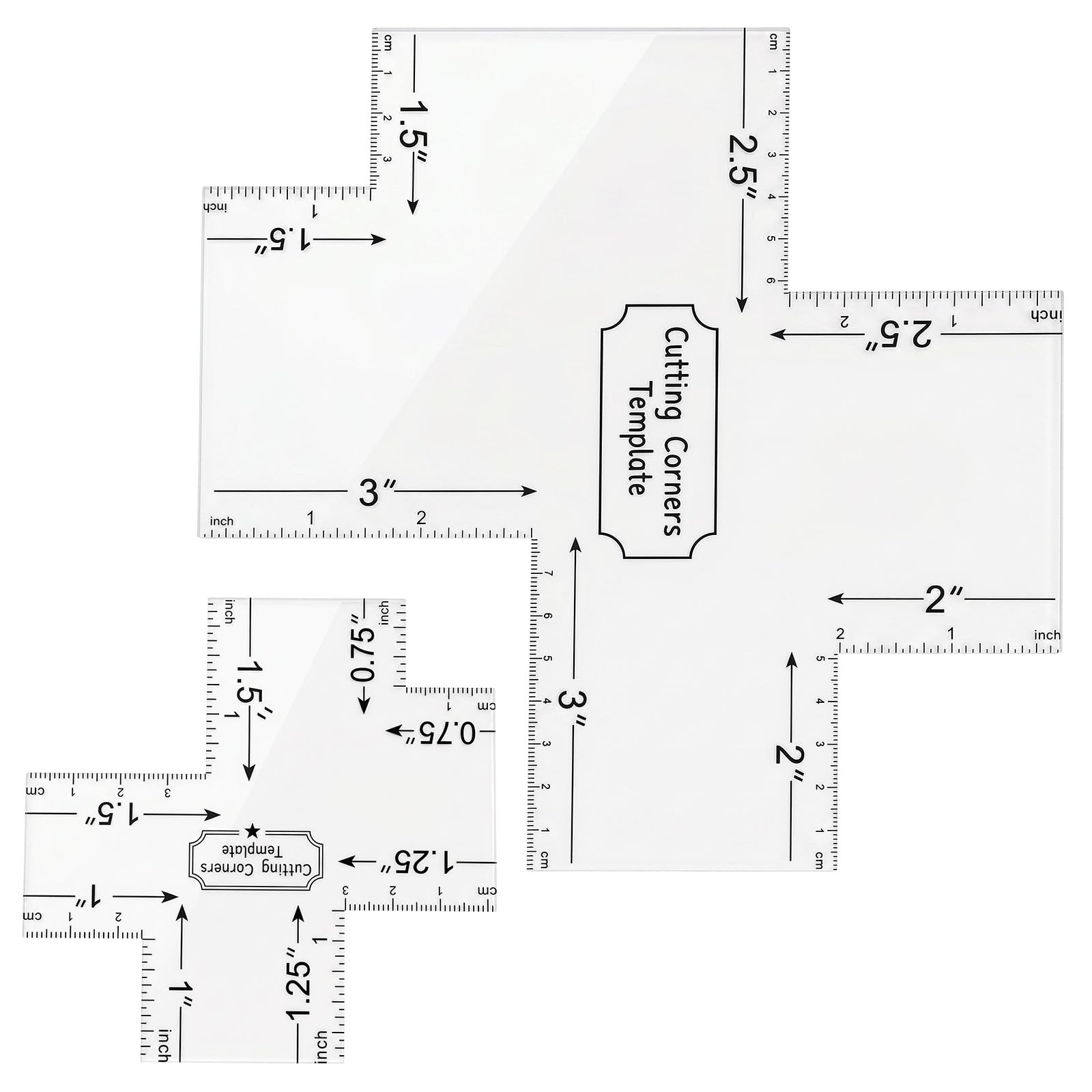 Photo 1 of 2Pcs Box Corner Template for Sewing 7.8"/3.9" Quilting Box Corner Stencil