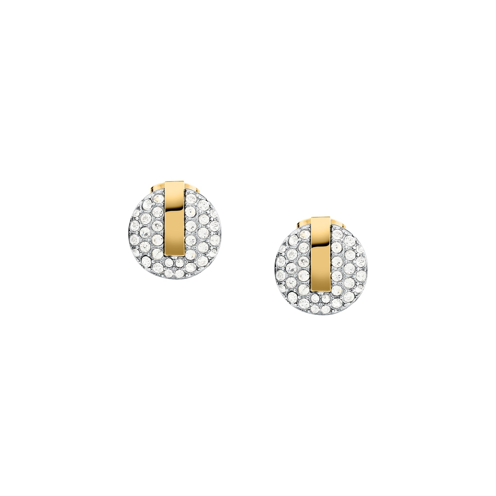 TRUSSARDI Orecchini Donna in Acciaio, Cristalli a Bottone, Collezione T-ROUND, Idee Regalo Donna