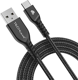 TECHGEAR Extra Long 2m /6.5ft STRONG High Durability Braided USB C Charging Data Cable for USB Type-C Compatible with Apple iPad Pro 11" 12.9" 2022 2020, iPad Air 4/5, Mini 6, iPad 10th 2022 [Black]