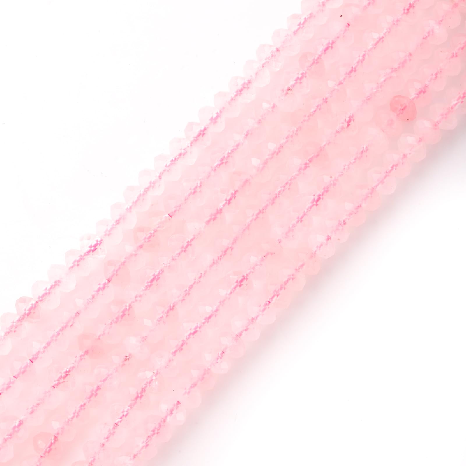 Faceted 4x6mm Natural Rose Quartz Stone Rondelle Spacer Gemstone Beads Loose Semi Gemstone Beads for Jewelry Making