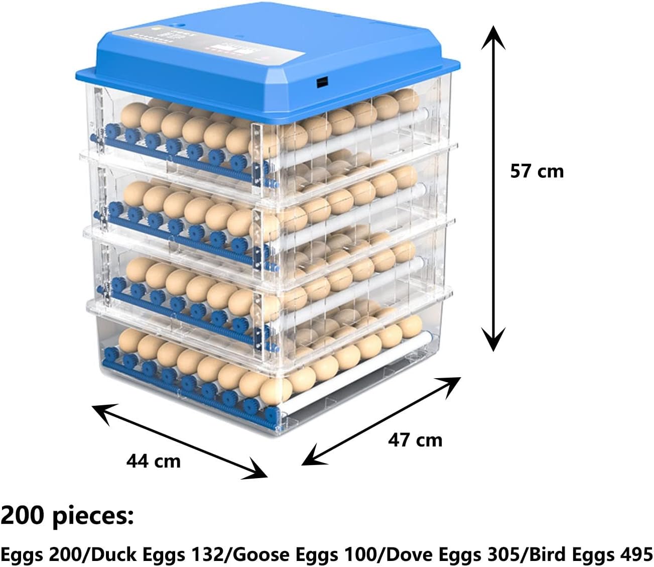 Incubator dimensions and egg capacities