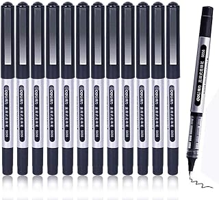 Liquid Ink Rollerball Pens, 12 PCS 0.5mm Extra Fine Point Pen, Quick-Drying Ink Rolling Ball Pens, Black Ink Pens for Office, Home, Company, School