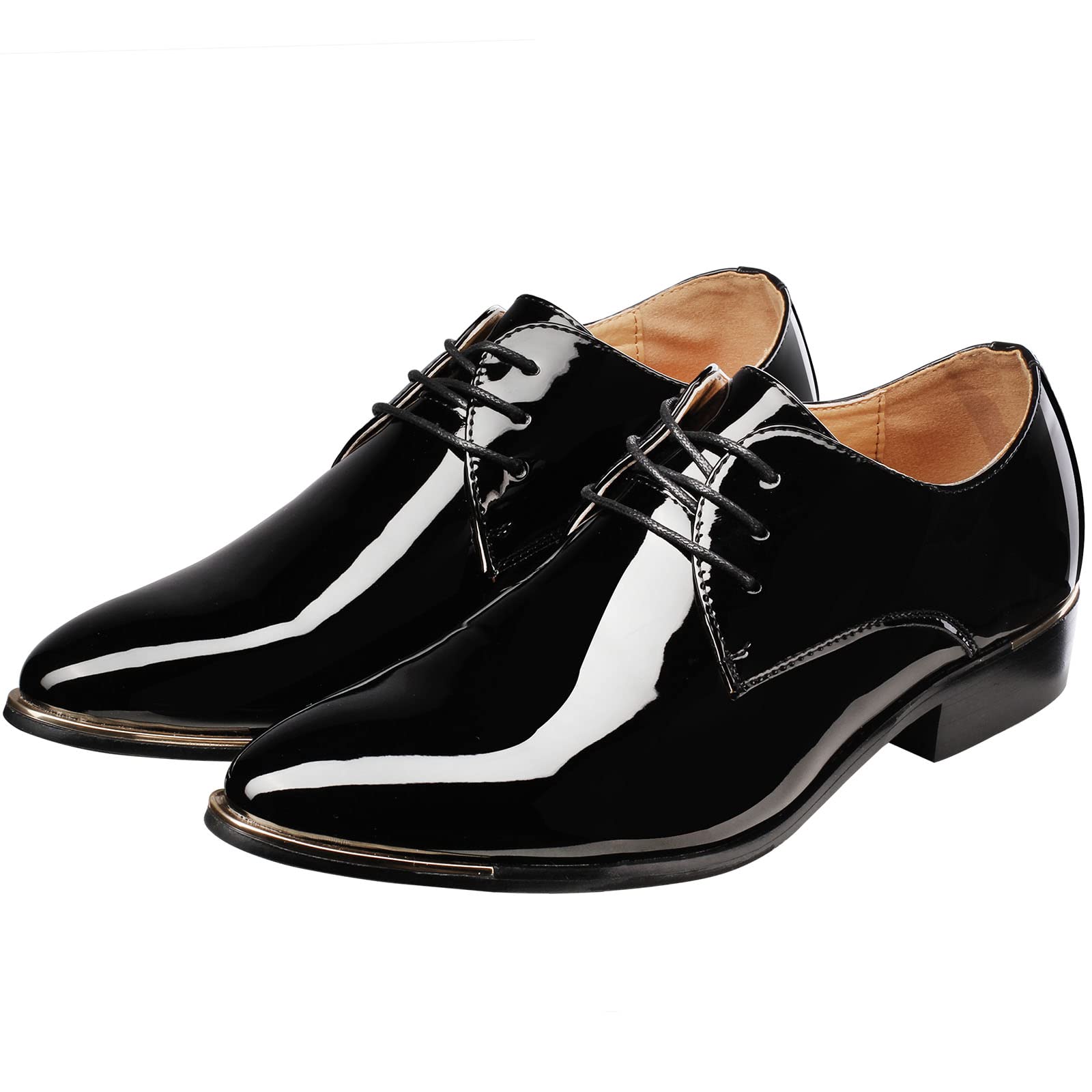 Derby Cuir Vernis Chaussure de Ville à Lacets Homme Bout Pointu Chaussure Affaire Bureau Costume Mariage Grande Taille 45 46 47 48