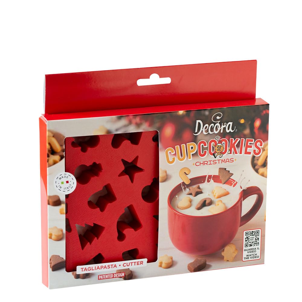 Decora, 0255235 Ausstecher Mini Milk CupCookies, ideal für 22 Mini-Weihnachtsplätzchen, zum Eintauchen in die Milch für ein einzigartiges Weihnachtsfrühstück.