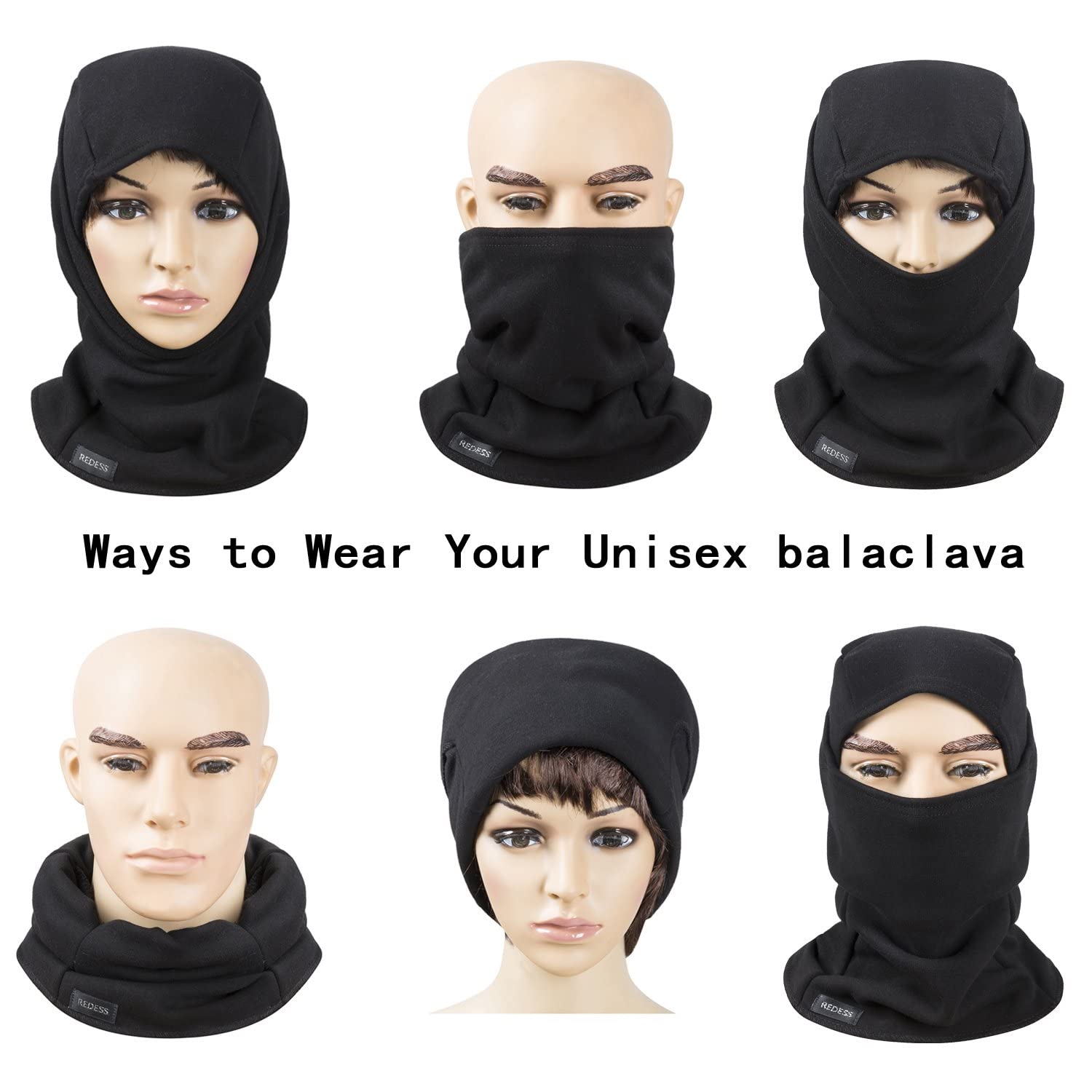 REDESS Capucha de Lana Caliente, máscara de esquí a Prueba de Viento, Clima frío, máscara Facial, Capucha de Motocicleta, Calentador con Capucha, Gorra Deportiva de Invierno