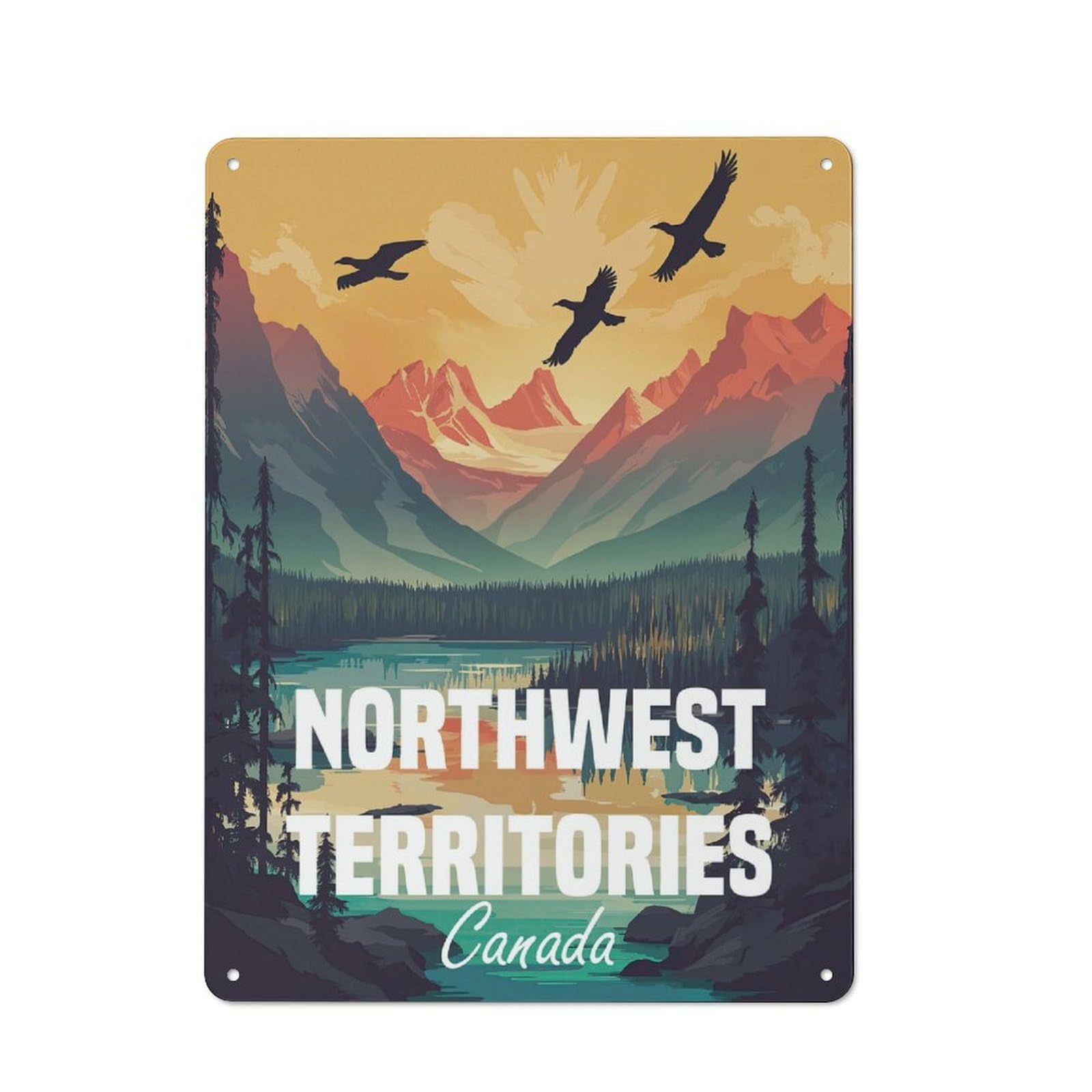 Junmoney Northwest Territories Canada Decorative Tin Sign 40X30cm, Old Fashioned Old Style Wall Plaque For Lounge, Study, Pub Or Wall Gallery