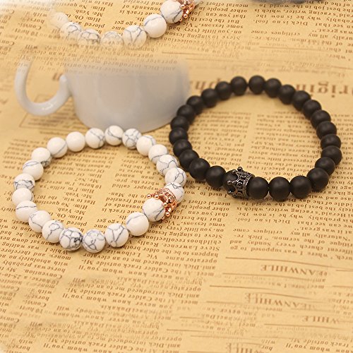 UEUC King&Queen Crown Distance Couple Bracelets His and Her Friendship 8mm Beads Bracelet3