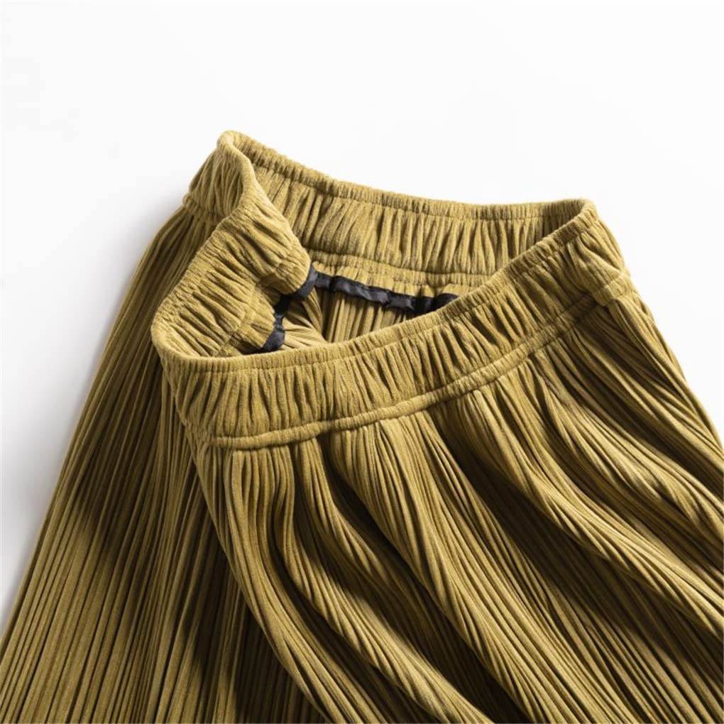 Dninmim Gonna a trapezio da donna plissettata tinta unita casual elastica a vita alta gonna longuette allentata estiva