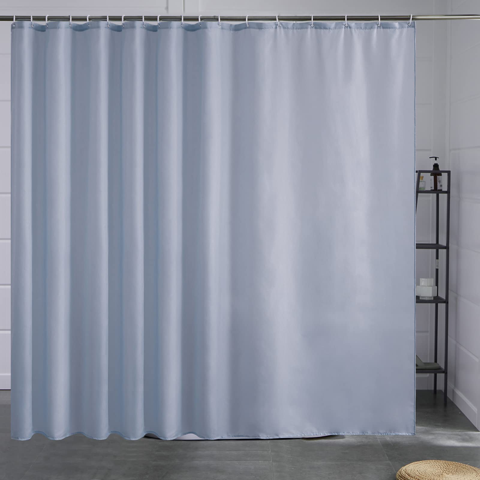 Cortinas Baño Blanca Antimoho Antibacteriano Impermeable Poliester Tela Lisa Lavable, con 12 Ganchos Plásticos, 180x200 Cortina. — view 119
