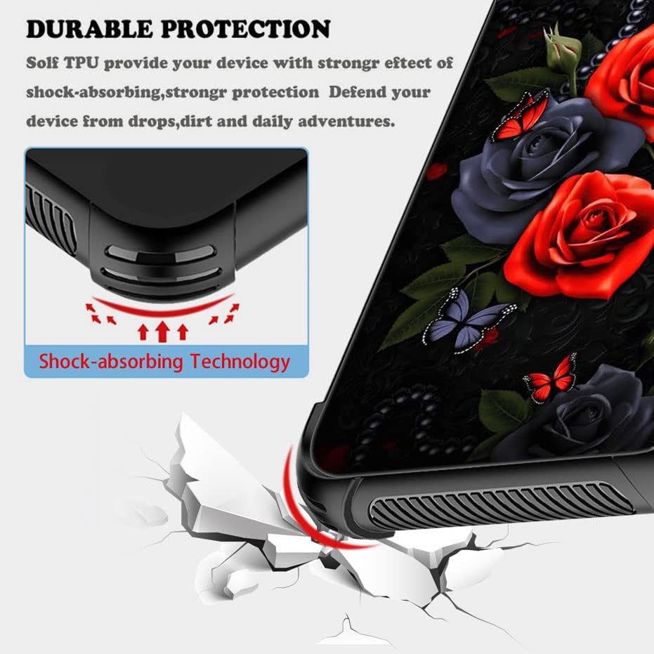 Miniatura 6 de Funda para iPhone 13 Pro Max, protección de grado militar, esquinas a prueba de golpes, funda antiarañazos para iPhone 13 Pro Max, rosa roja mariposa