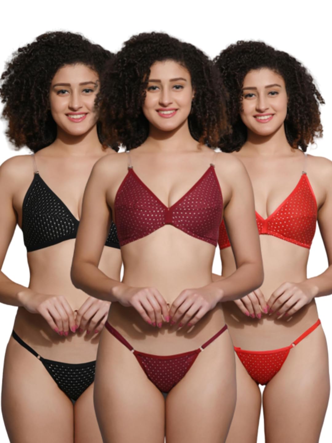love maker Women's Cotton Non Padded Bra and Panty Lingerie Set Combo - Pack of 3 for Daily use-picture-59