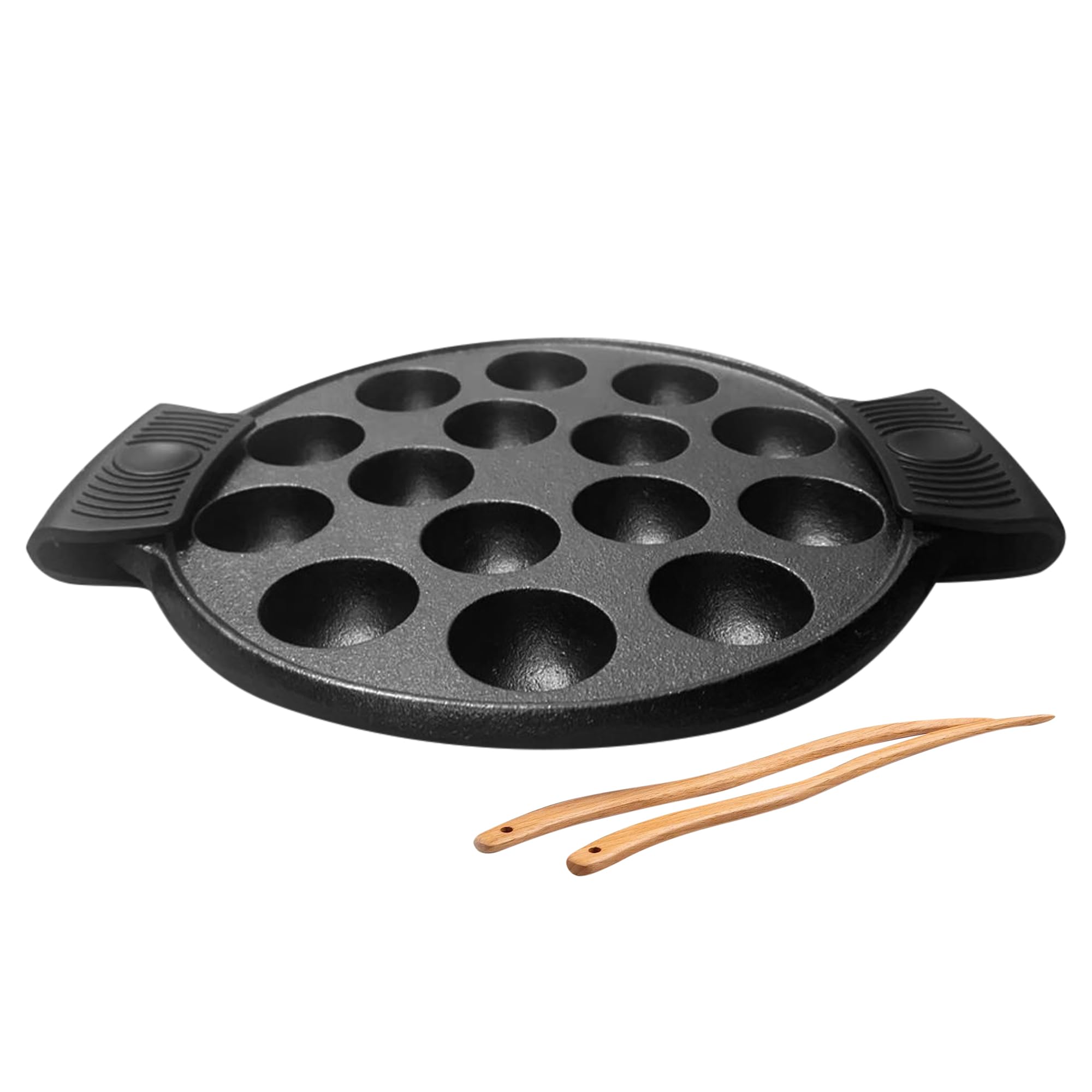 Upstreet Cast Iron Aebleskiver Pan/Ebelskiver Pan/Ideal for poffertjes pan (15 Hole)